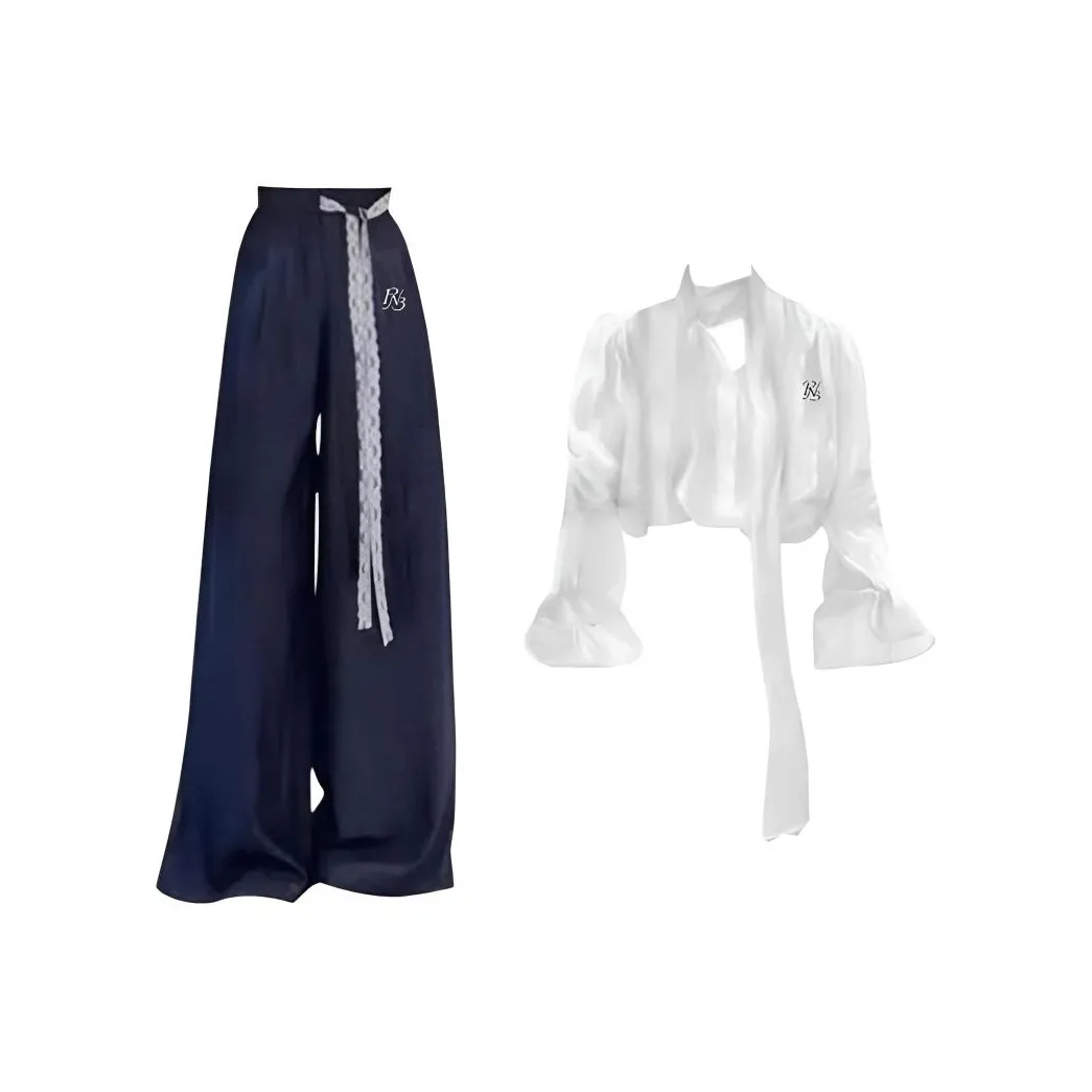 PNVB Белая рубашка + Синие штаны Женские Повседневные костюмы