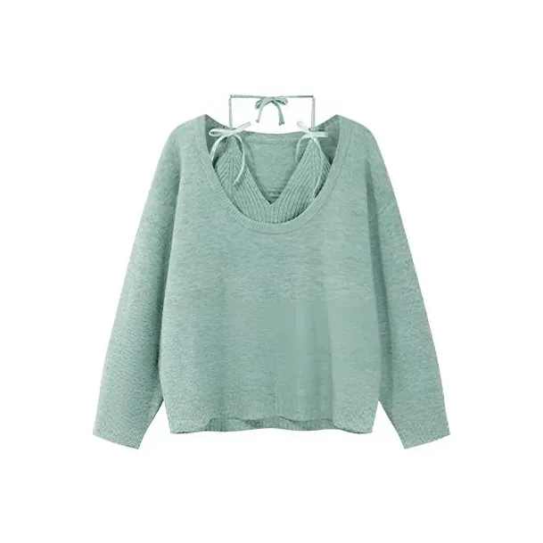 PAZZO Зеленый Топ на бретелях + Трикотаж Женские Повседневные Костюмы