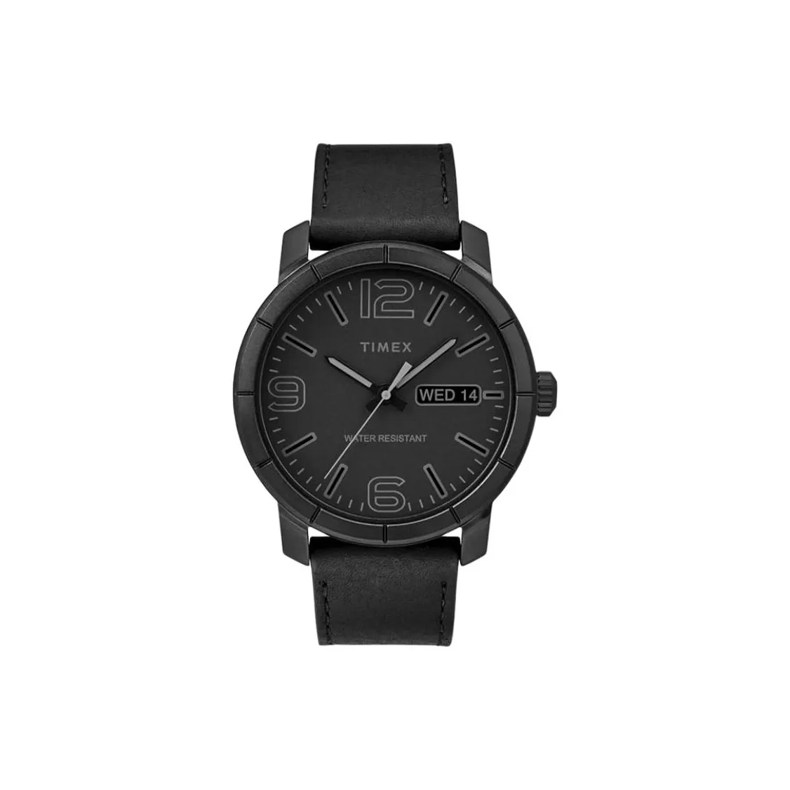 TIMEX Наручные часы Кварцевый механизм Кожаный ремешок 44 мм Черный циферблат Мужские часы