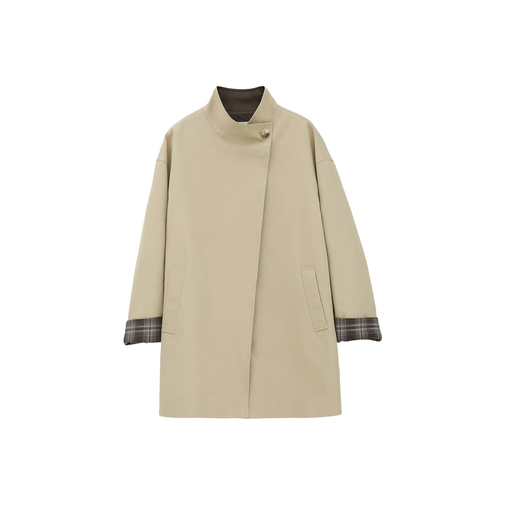 Fstudio Early AUTUMN Корейский стиль Текстура Комплект Повседневный Клетка Коммутатор Тренчкот Женский