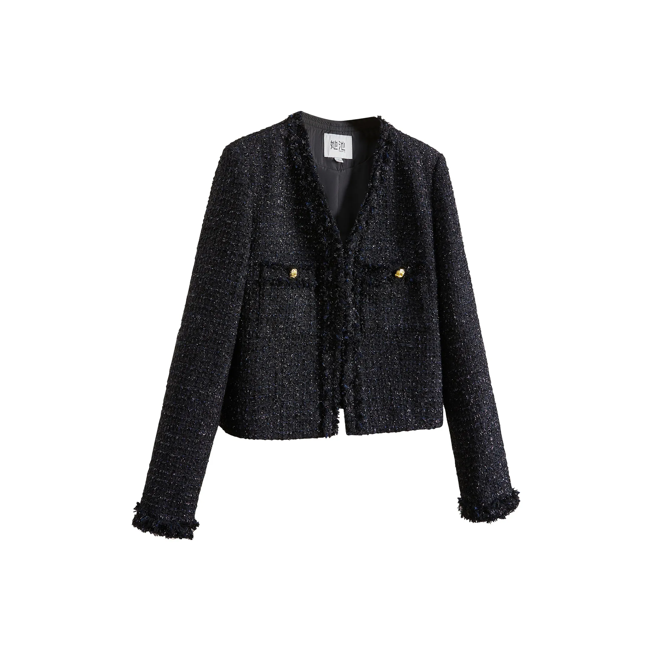 TOUCH Синий Черный Женский Короткий Пальто