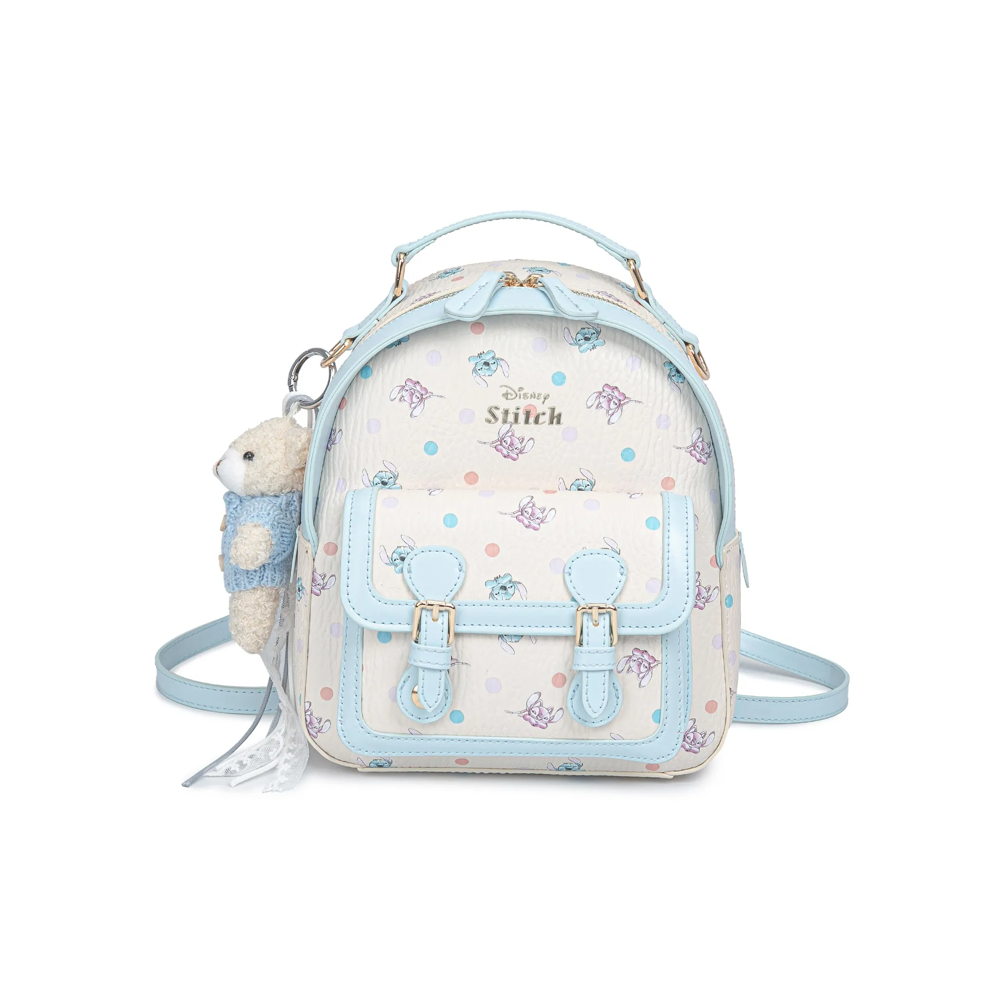 Disney Stitch ПВХ Рюкзак Стандартный Женский Розовый Синий