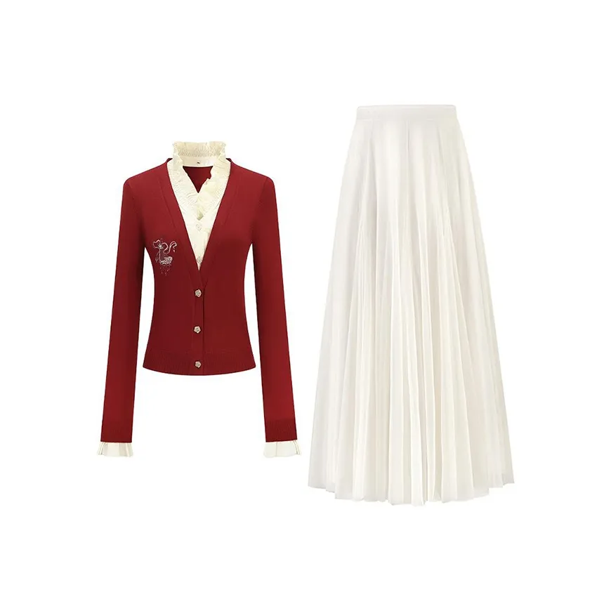 MARIE·COCO Красный топ + юбка Женские комплекты с юбкой