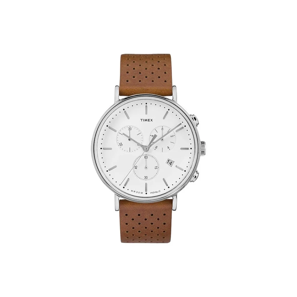 TIMEX Essential Collection Мужские часы Кварцевый механизм Кожаный ремешок 41 мм Белый циферблат