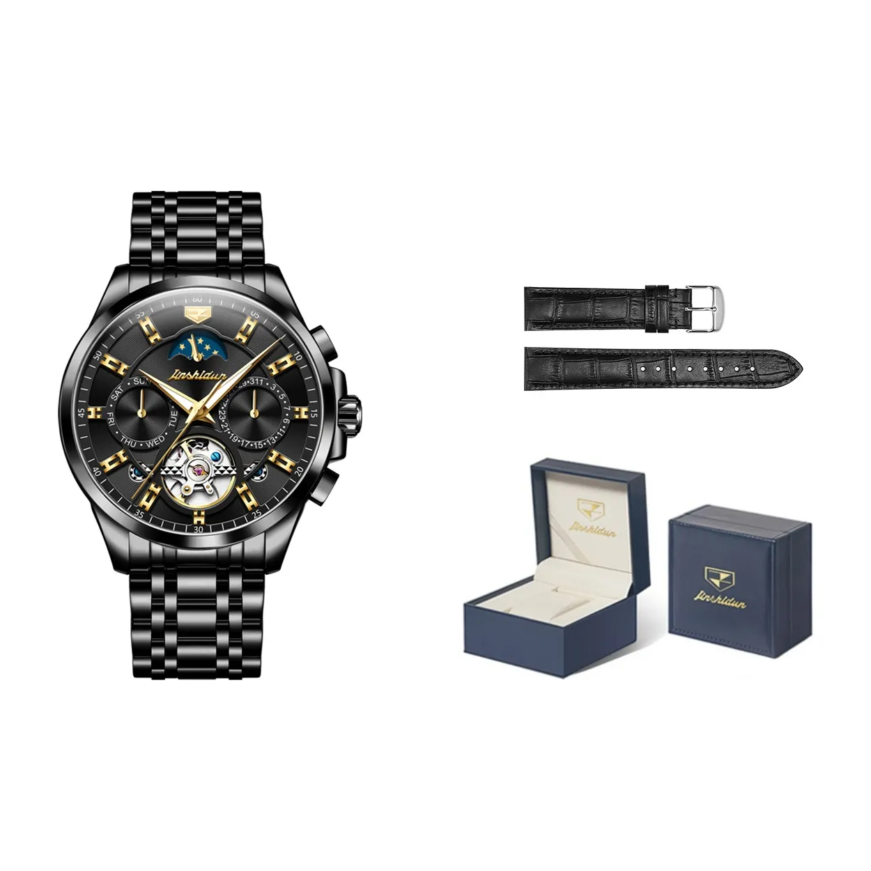 Jin Shi Dun Механические Мужские Часы 40mm*40mm*15mm Черные