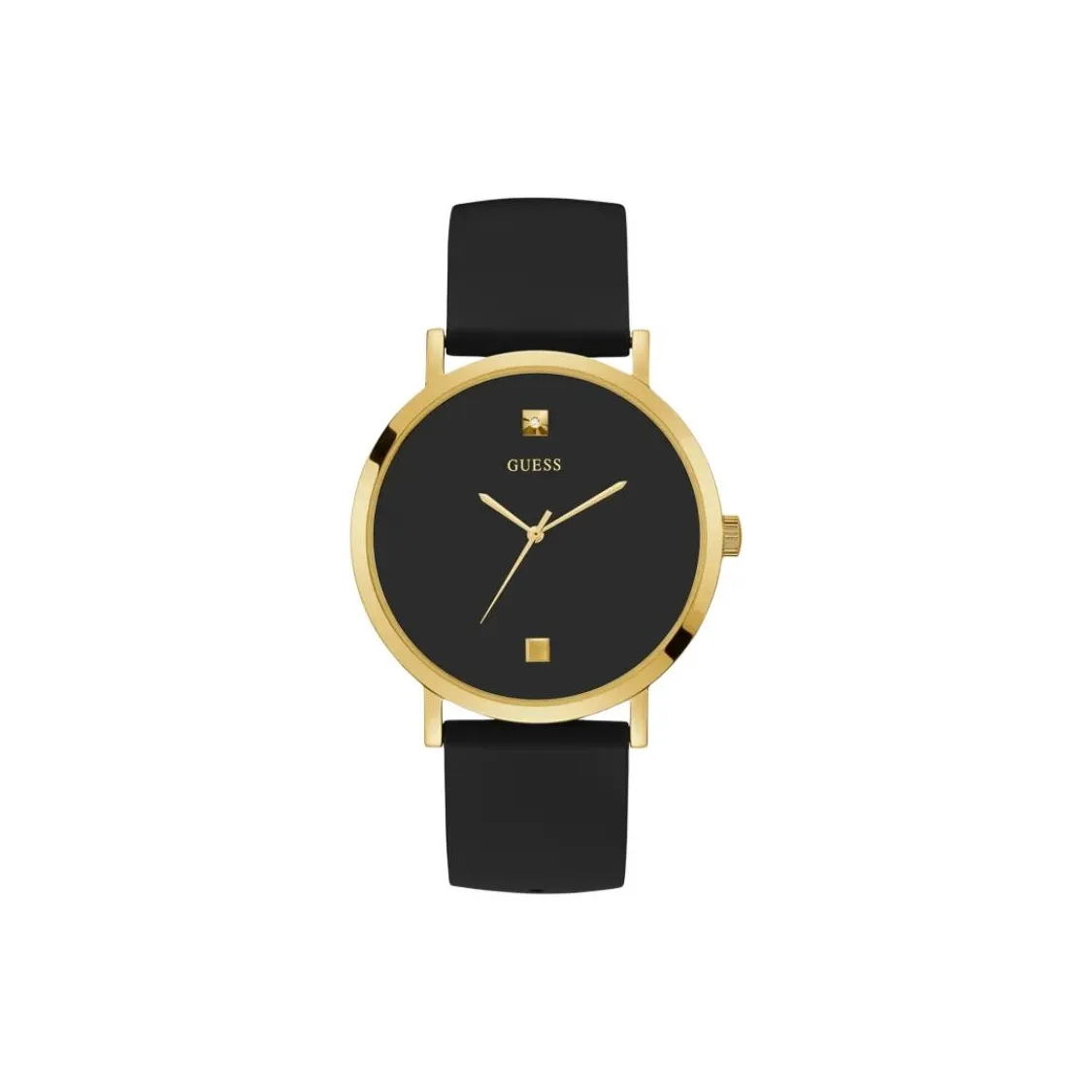 GUESS Наручные часы Кварцевый механизм Резина Силиконовый ремешок 44 мм Черный циферблат Мужские часы