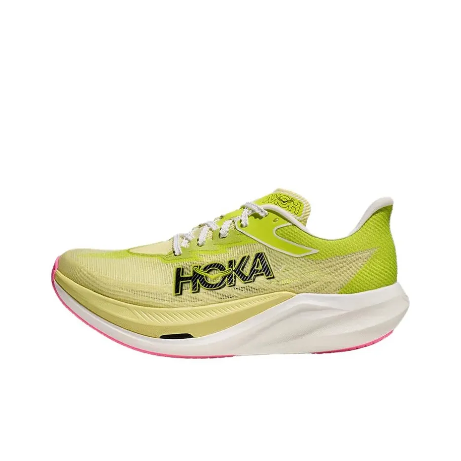 HOKA ONE ONE Rocket X 3 Slip-resistant и дышащие низкие беговые кроссовки унисекс желтые Forehead