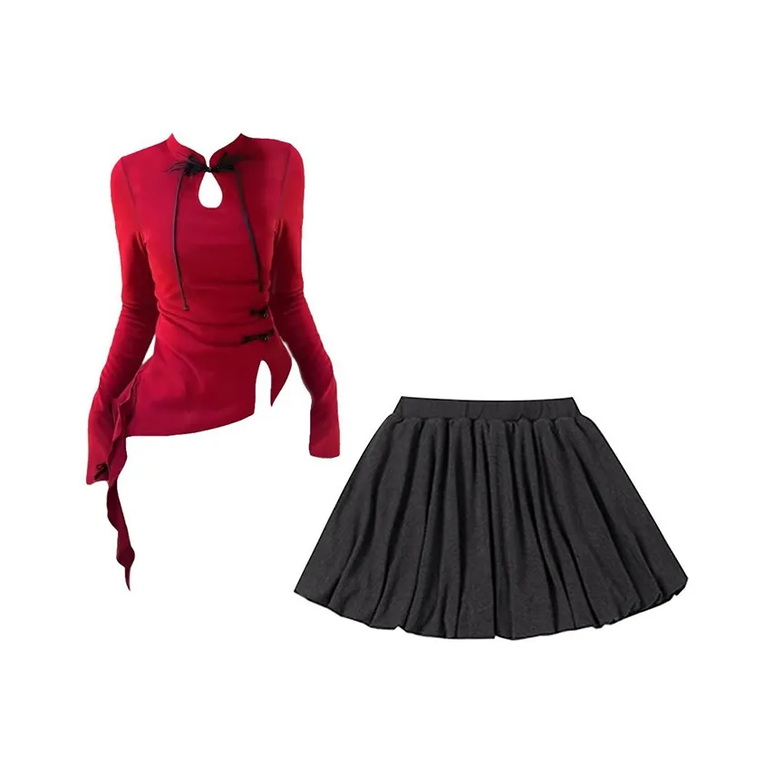 MARIE·COCO Красный топ + юбка Женские комплекты с юбкой