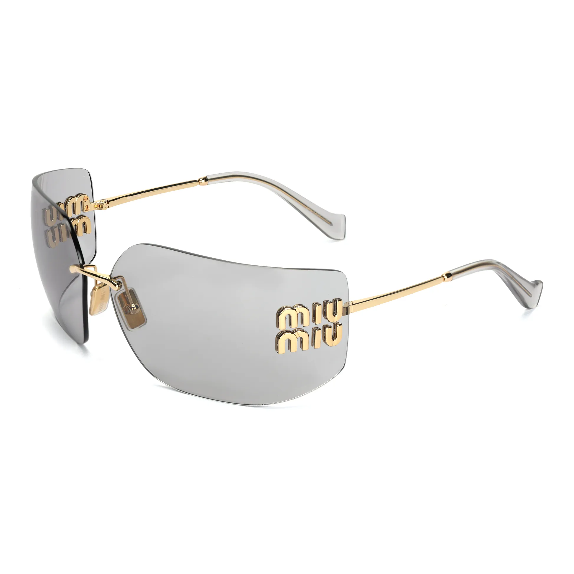 MIU MIU Нерегулярная форма Солнцезащитные очки Женские Золото