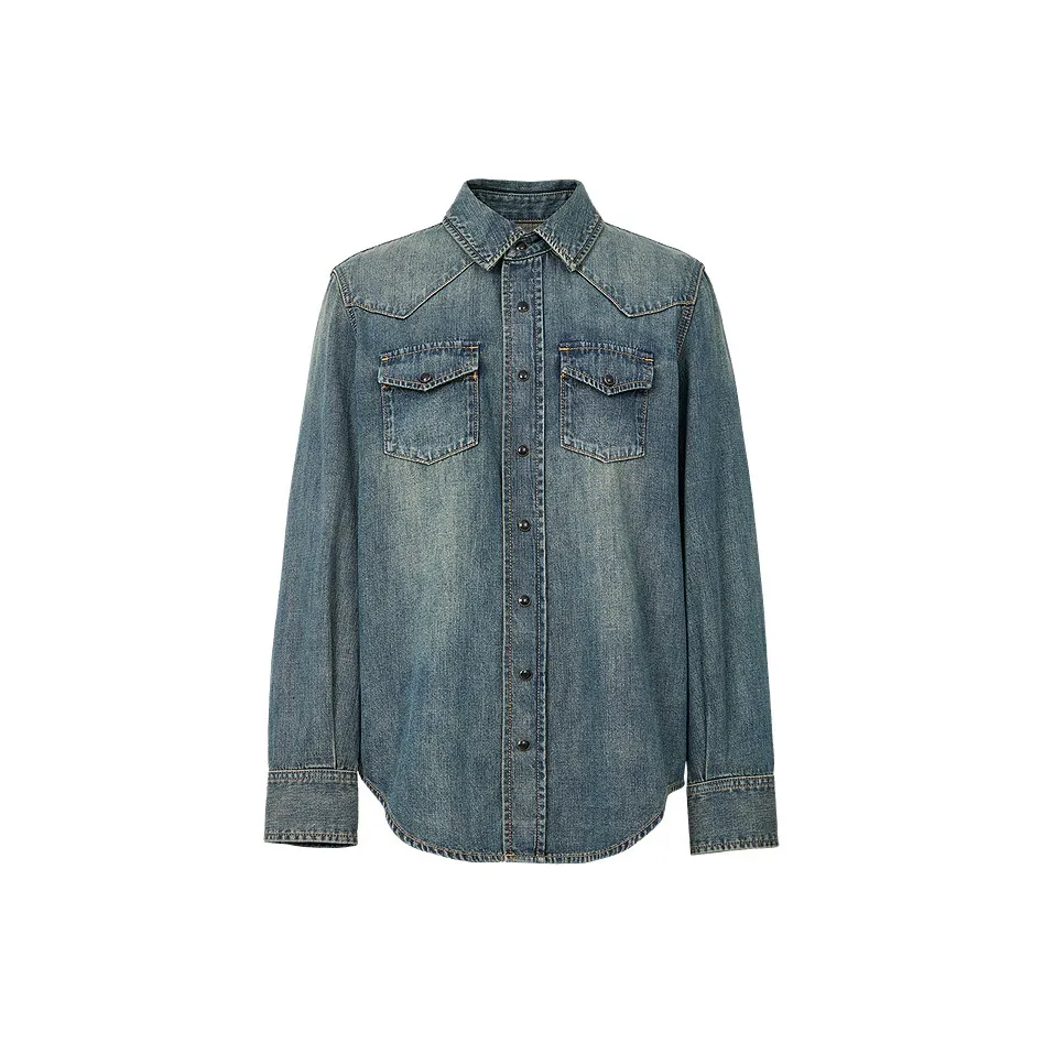 Hopeshow Винтажный Синий 441 Женская Рубашка