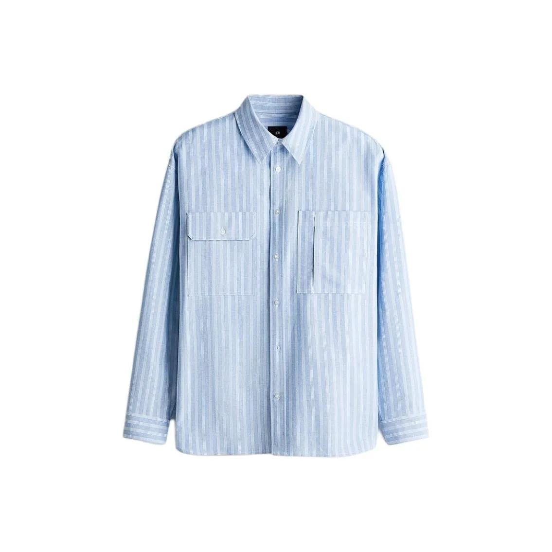 H M Светло-синие Белые Полосатые Мужские Рубашки
