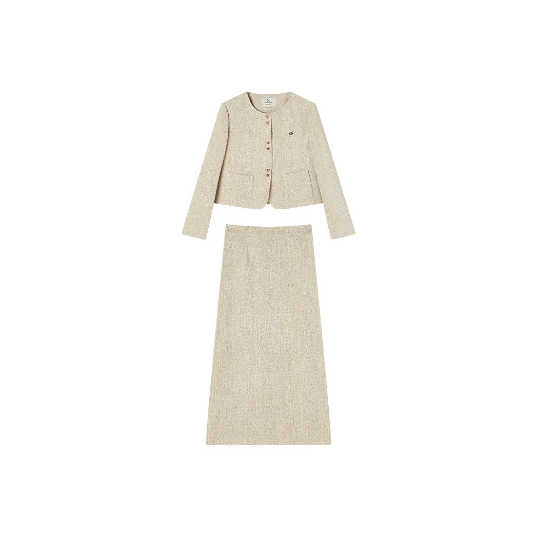 XIANGYING Бежевый Желтый Женские Комплекты с Юбкой