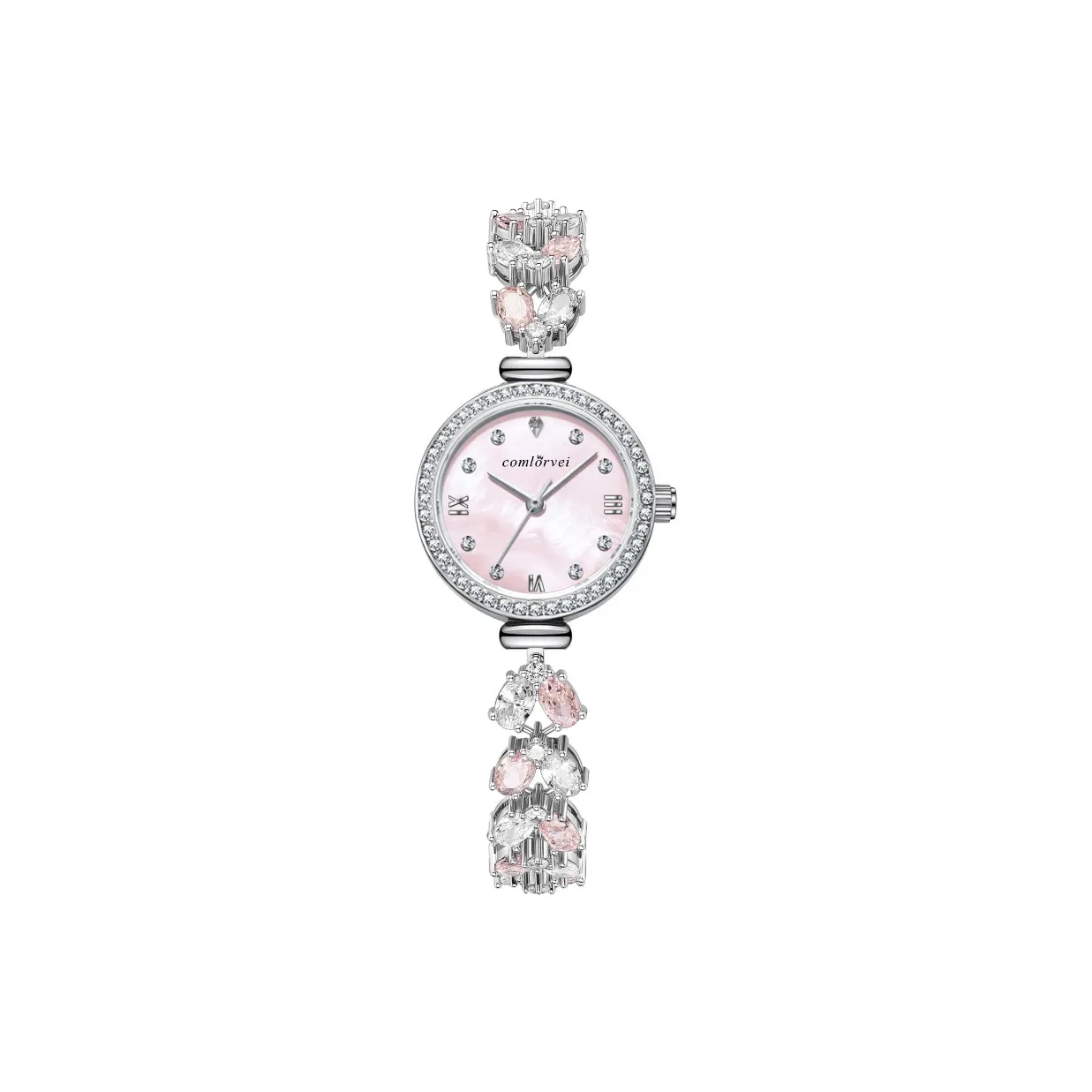 COMLORVEI Кварцевый механизм сплав ремешок женские часы жемчужная раковина цвет циферблат часов