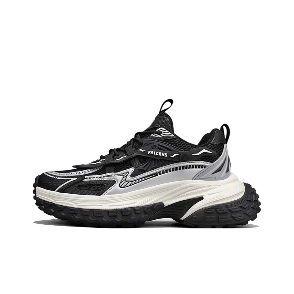 NFL Atlanta Falcons Height Increasing Wear-Resistant Breathable Slip-Resistant Low-Top Chunky Sneakers Unisex Black