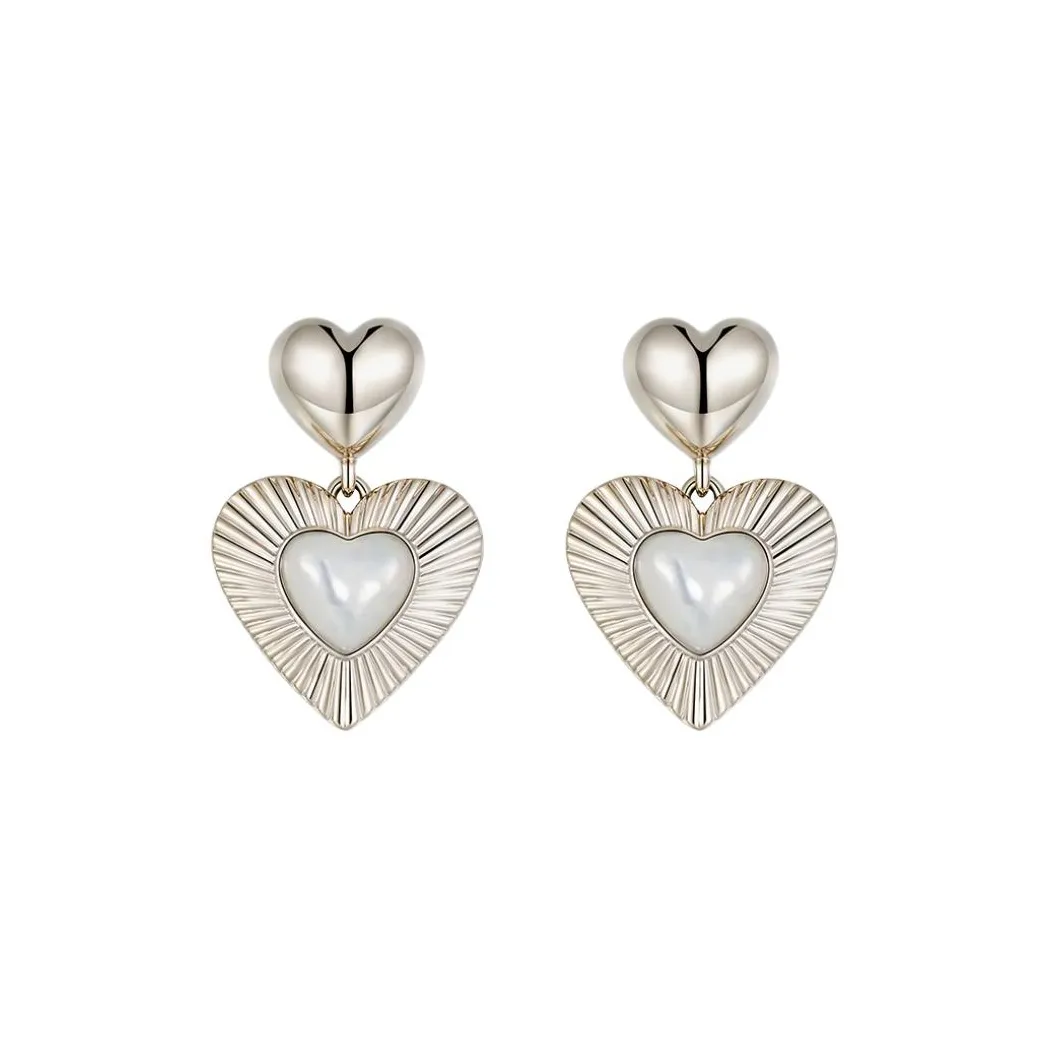 SUN HUNTER Титан с медным покрытием Серьги-гвоздики Женские Светлый Титановый Золото + Белый Пляжный