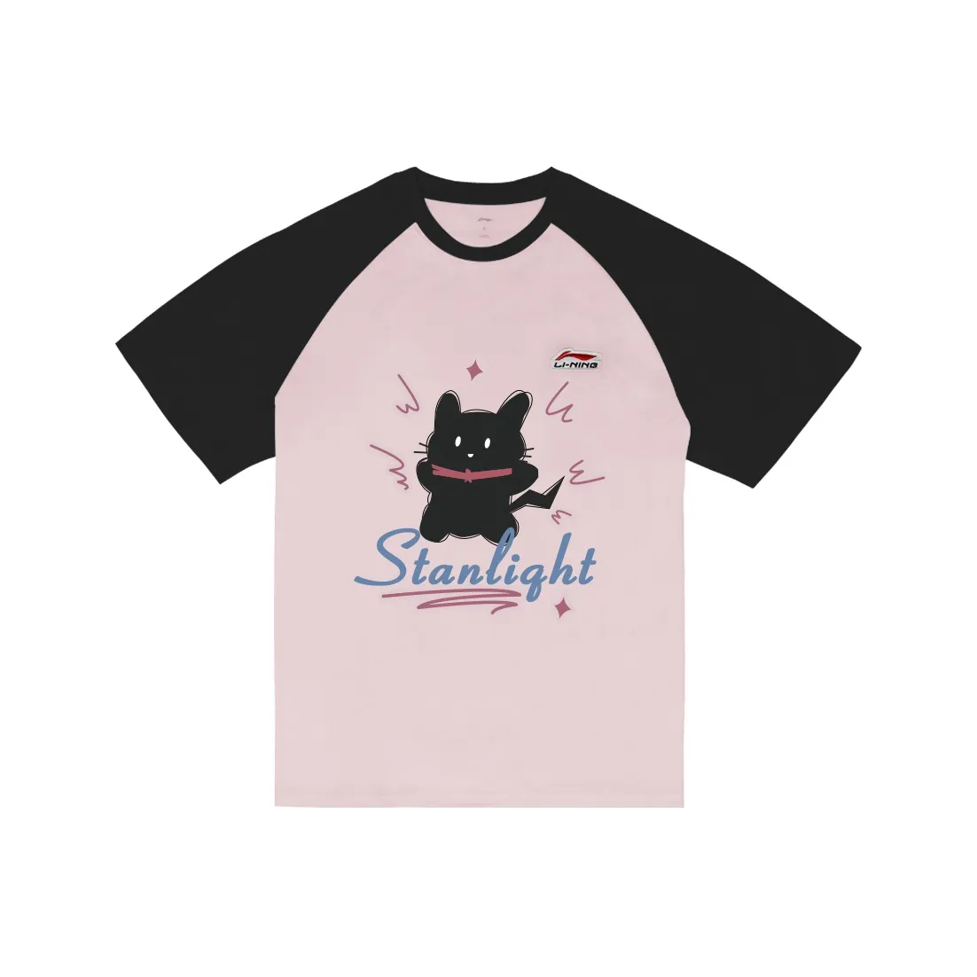 LiNing Короткий рукав T-рубашки унисекс розовый и черный