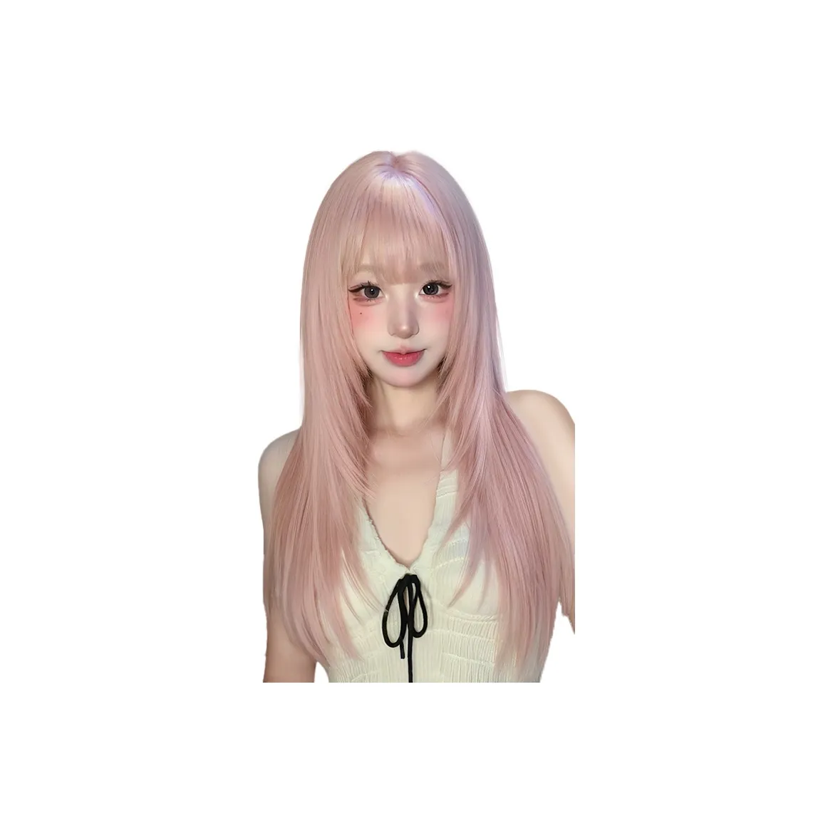 Northward Incline White Peach Soda Женская парик Высокий уровень Длинные прямые волосы Розово-вишневый цвет Сладкий стиль Лолита