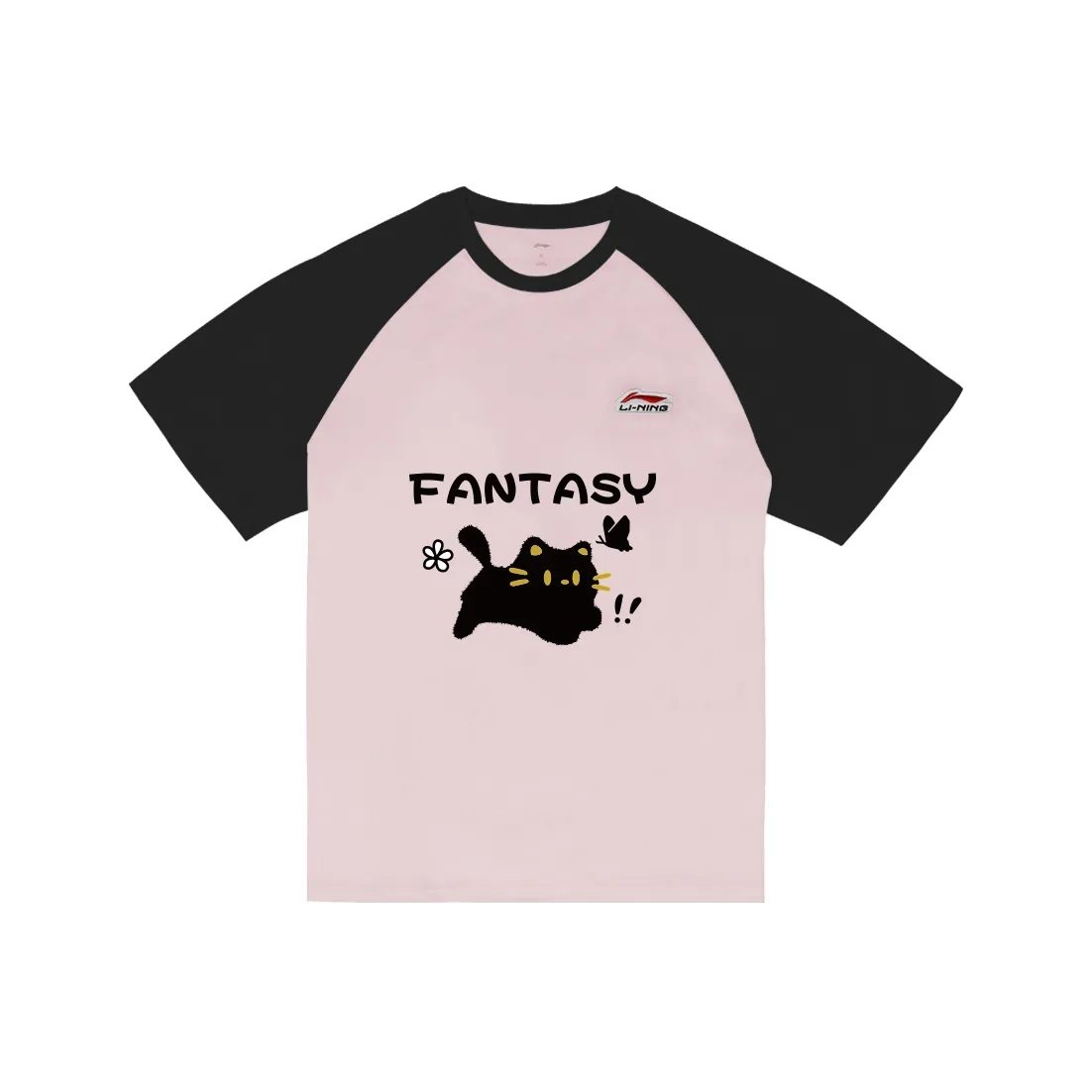 LiNing Короткий рукав T-рубашки унисекс розовый и черный