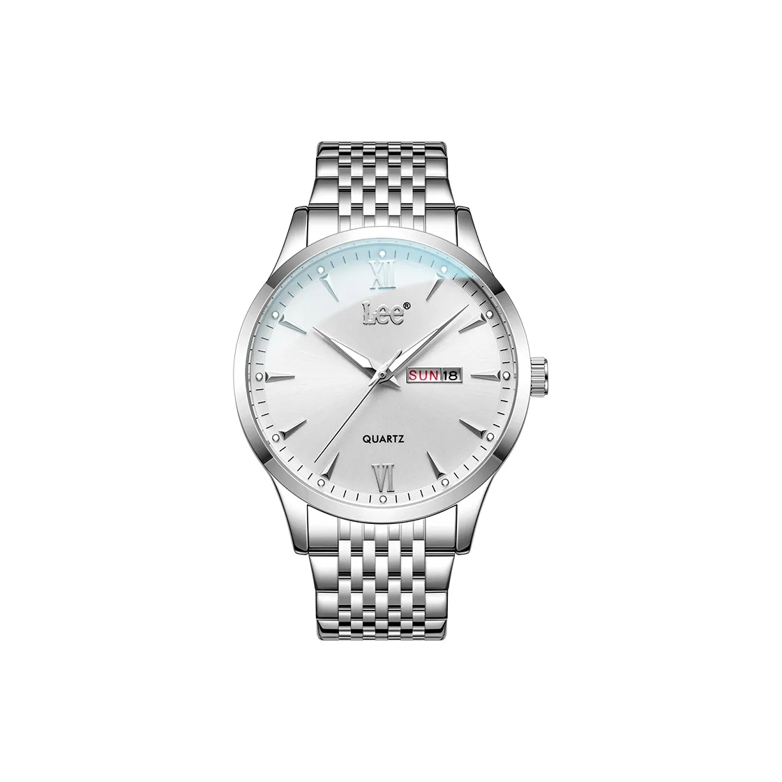 Lee Наручные часы Кварцевый механизм Стальной ремешок Серебристый циферблат Мужские часы День святого Валентина Boyfriend Праздник Подарочная коробка