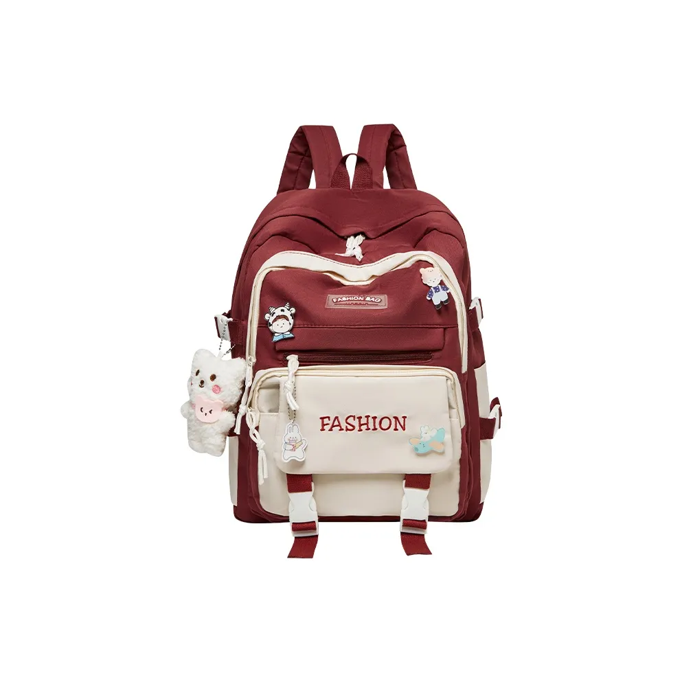 Narandu Fabric Backpack Combo Set Tubas Women's Red/Green