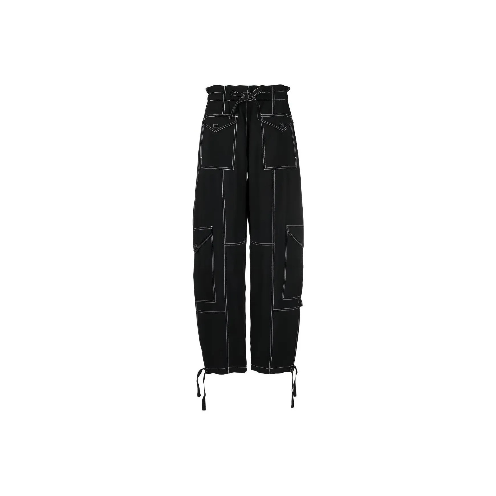 GANNI Topstitch Drawstring Hem Cargo Pants