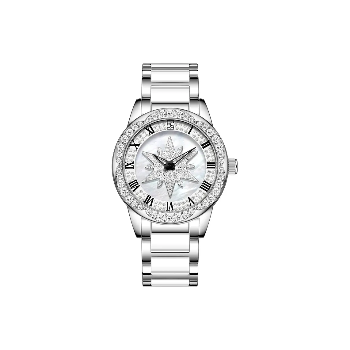 BCBGMAXAZRIA Наручные часы Кварцевый механизм Металлический ремешок Жемчужная раковина Циферблат Цвет Женские часы