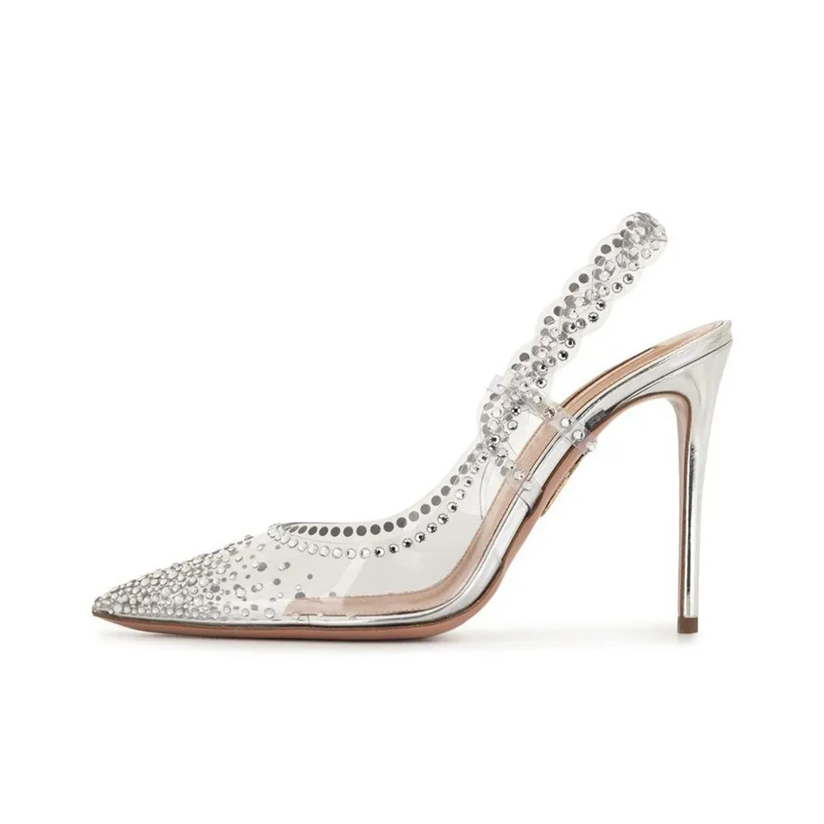 CAOT Высокие каблуки Прозрачный Серебряный Женские