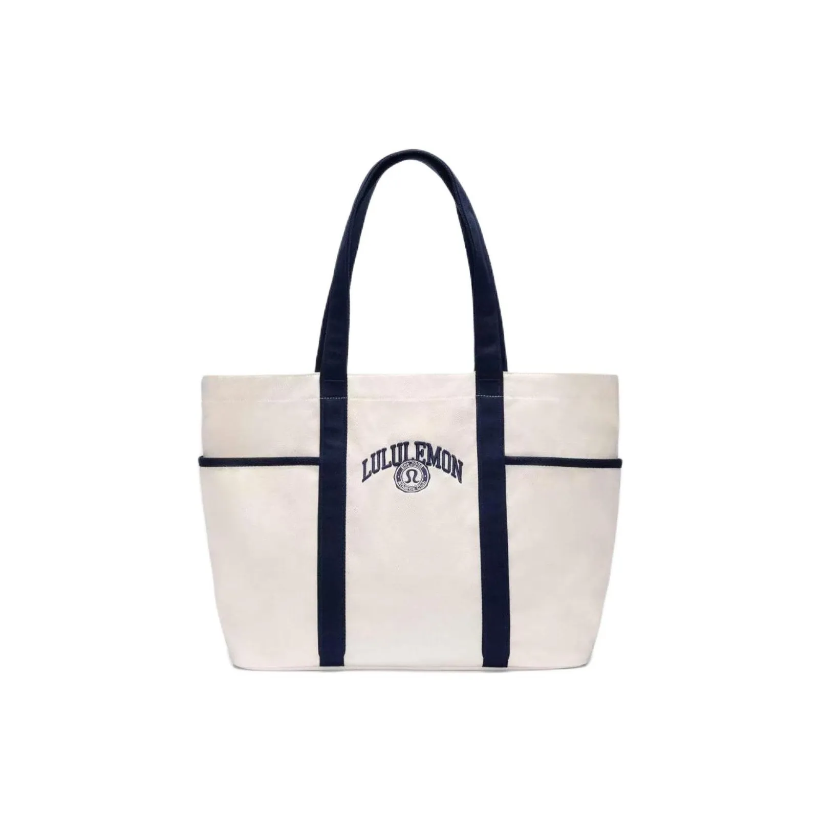 lululemon Хлопок Плечевая сумка Унисекс Айвори Белый Повседневный Синий