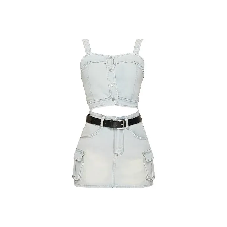 HUINIAN Майка + Короткая Юбка + Ремень Женские Комплекты с Юбкой