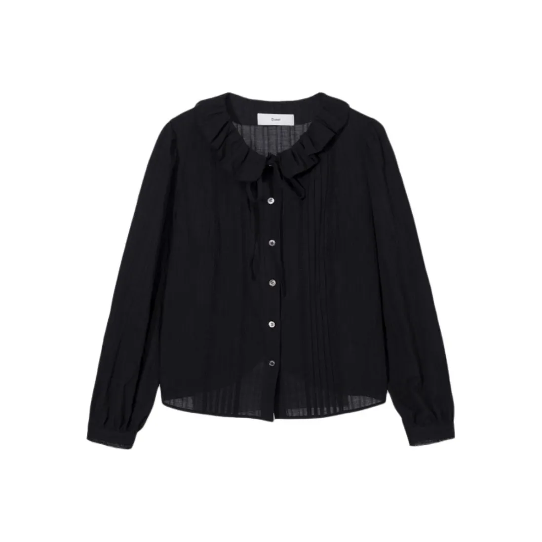 Dunst [Эксклюзив] Винтаж Рюш БЛОУЗА Черная Рубашка Женская