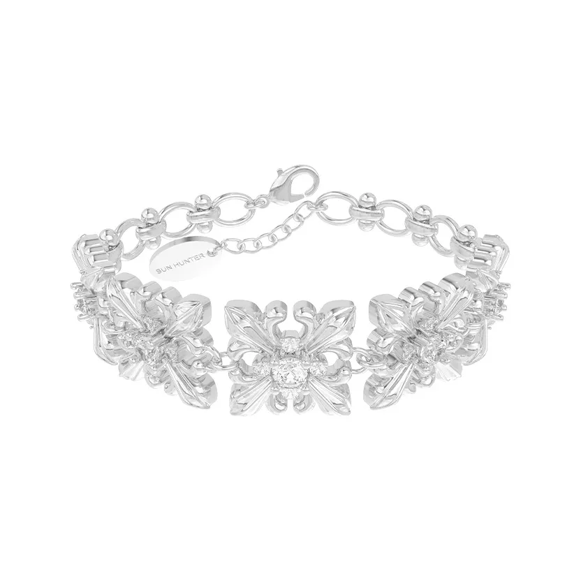 SUN HUNTER Циркон Браслеты Женские Серебро Свет Титановое Золото