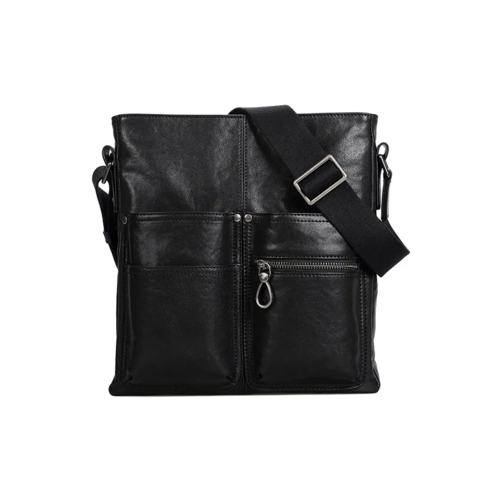 VIHUS Сумка через плечо из натуральной коровьей кожи стандартная мужская черная