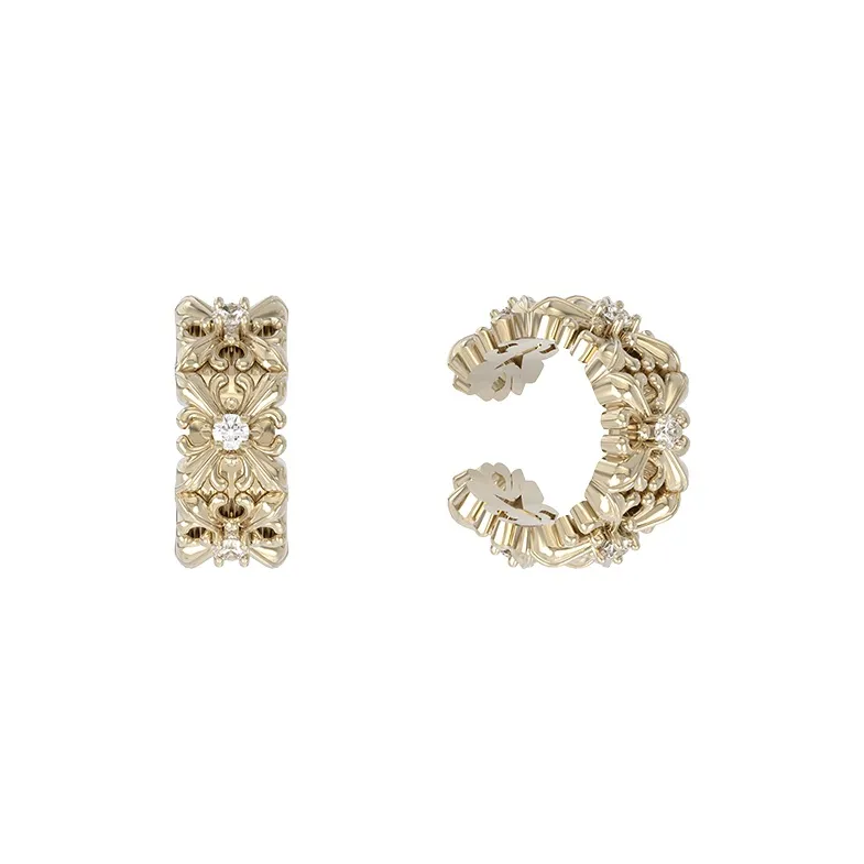 SUN HUNTER Белое золото с покрытием медный титан + серьги с цирконием женские