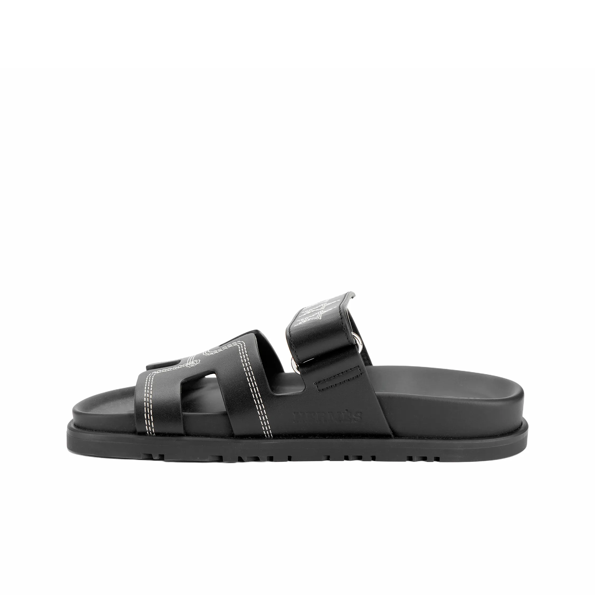 HERMES Chypre Rubber Sole Slip Resistant Slide Slippers Women's Black