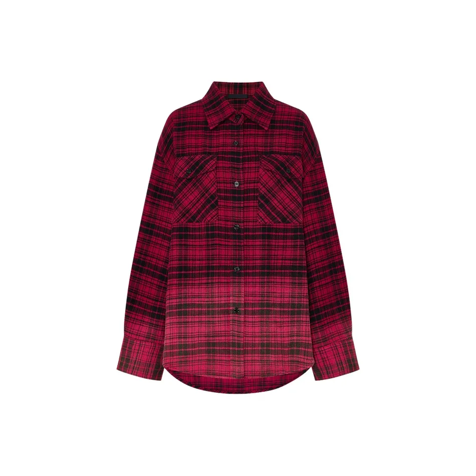 MO&CO Красный Черный Клетка Женская Рубашка