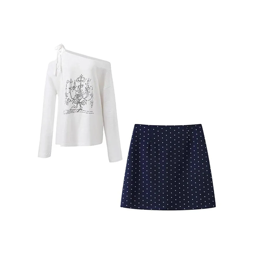 MARIE·COCO Белый топ + юбка Женские комплекты с юбкой