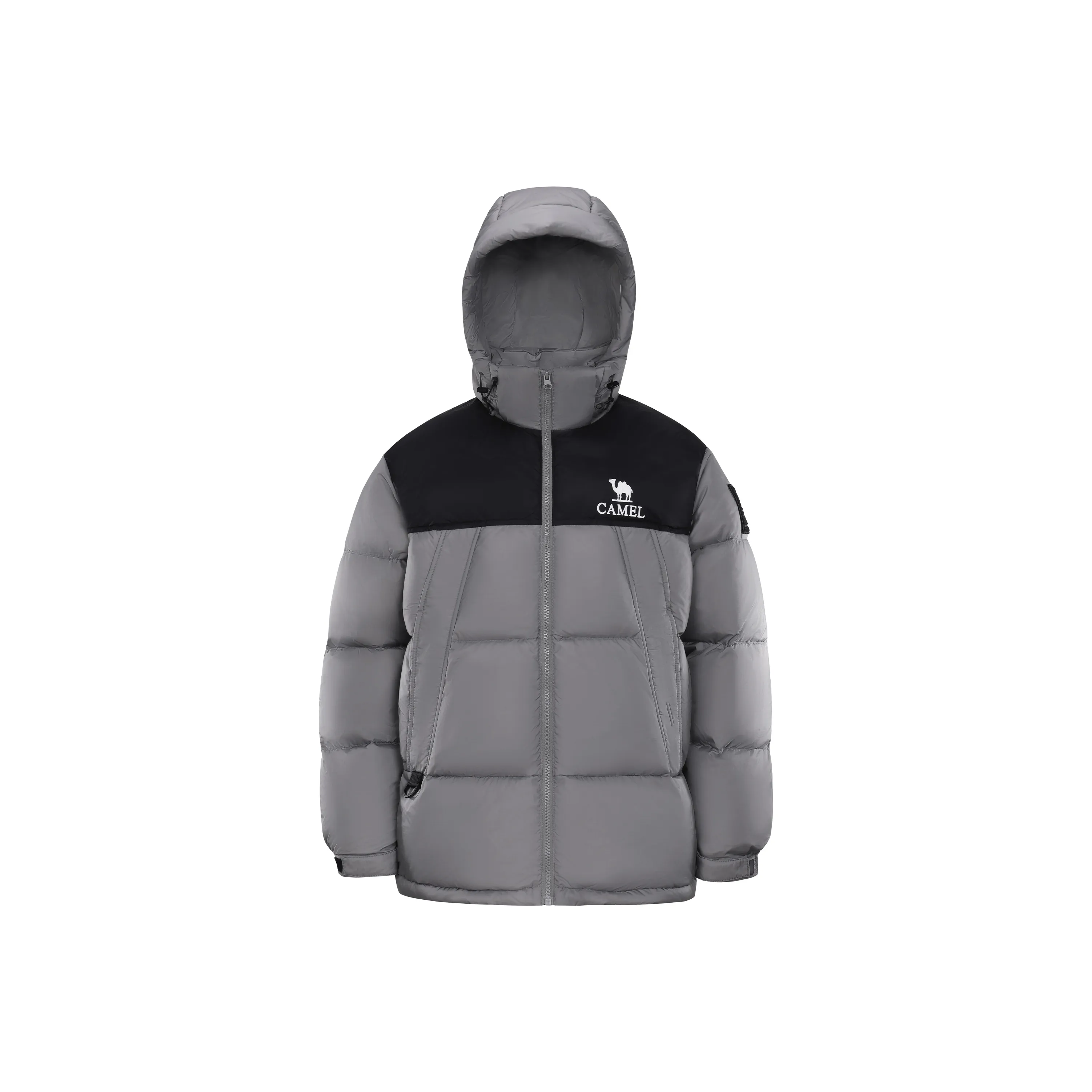 CAMEL Многоцветный Windproof Hooded Свободный крой Теплый с наполнителем Пуховая куртка Унисекс