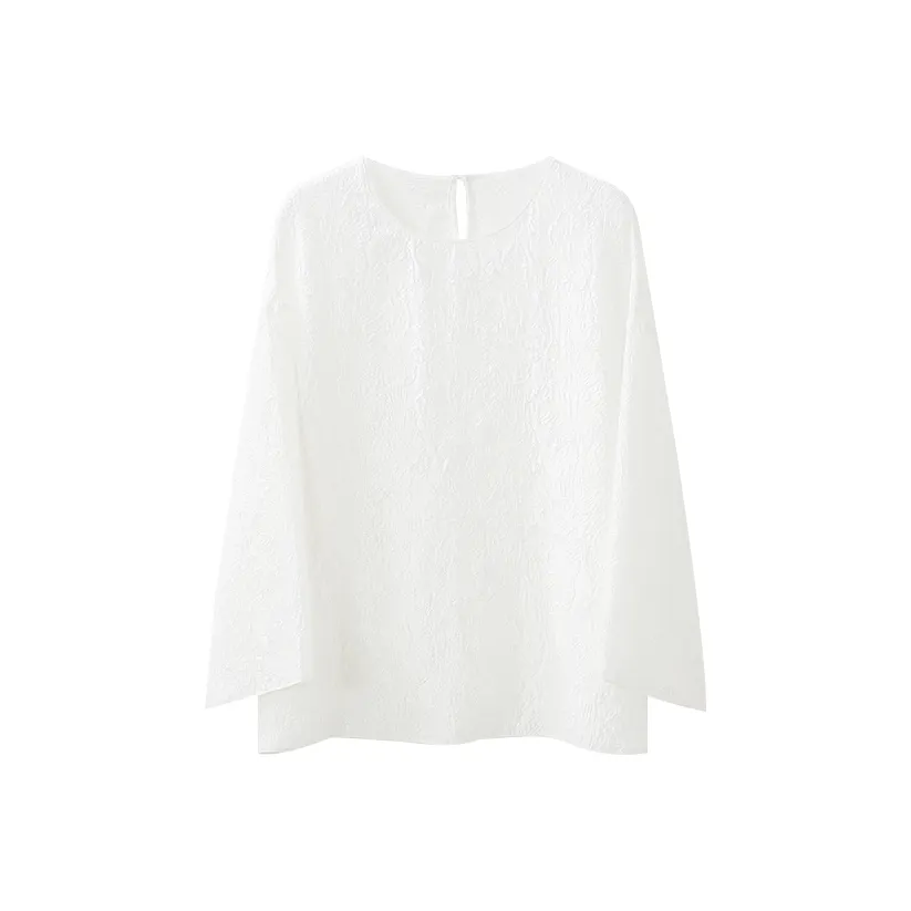 Musewave Белый Fumei Тутовый шелк Guole 3D Жаккард Рубашка Топ Женские