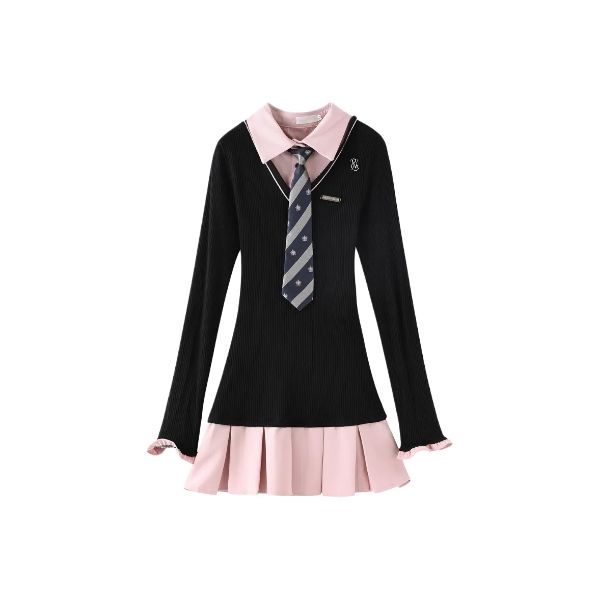 PNVB Черные Женские Длинные Платья с Длинными Рукавами