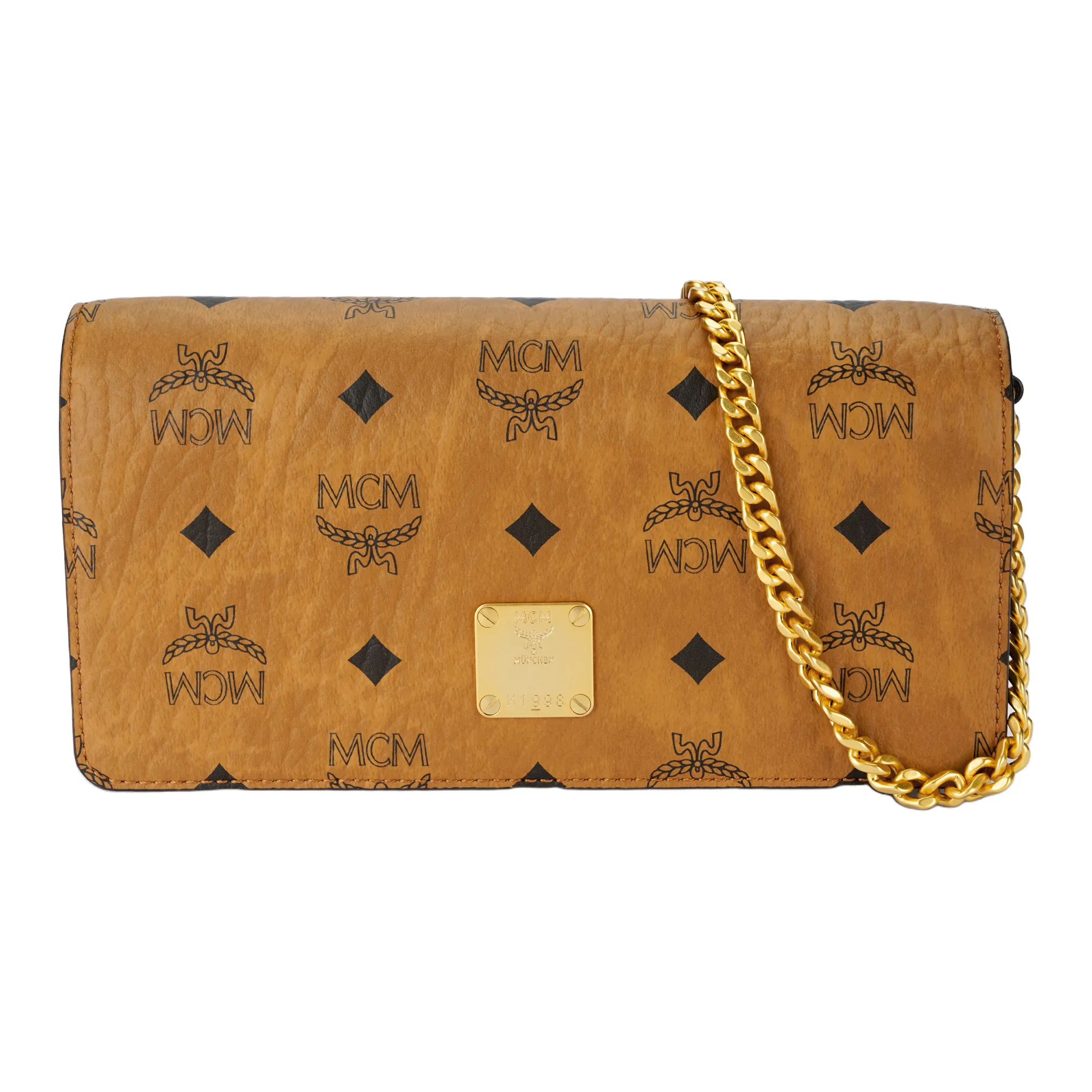 MCM Aren Сумка через плечо из искусственной кожи мини женская цвет коньячный коричневый