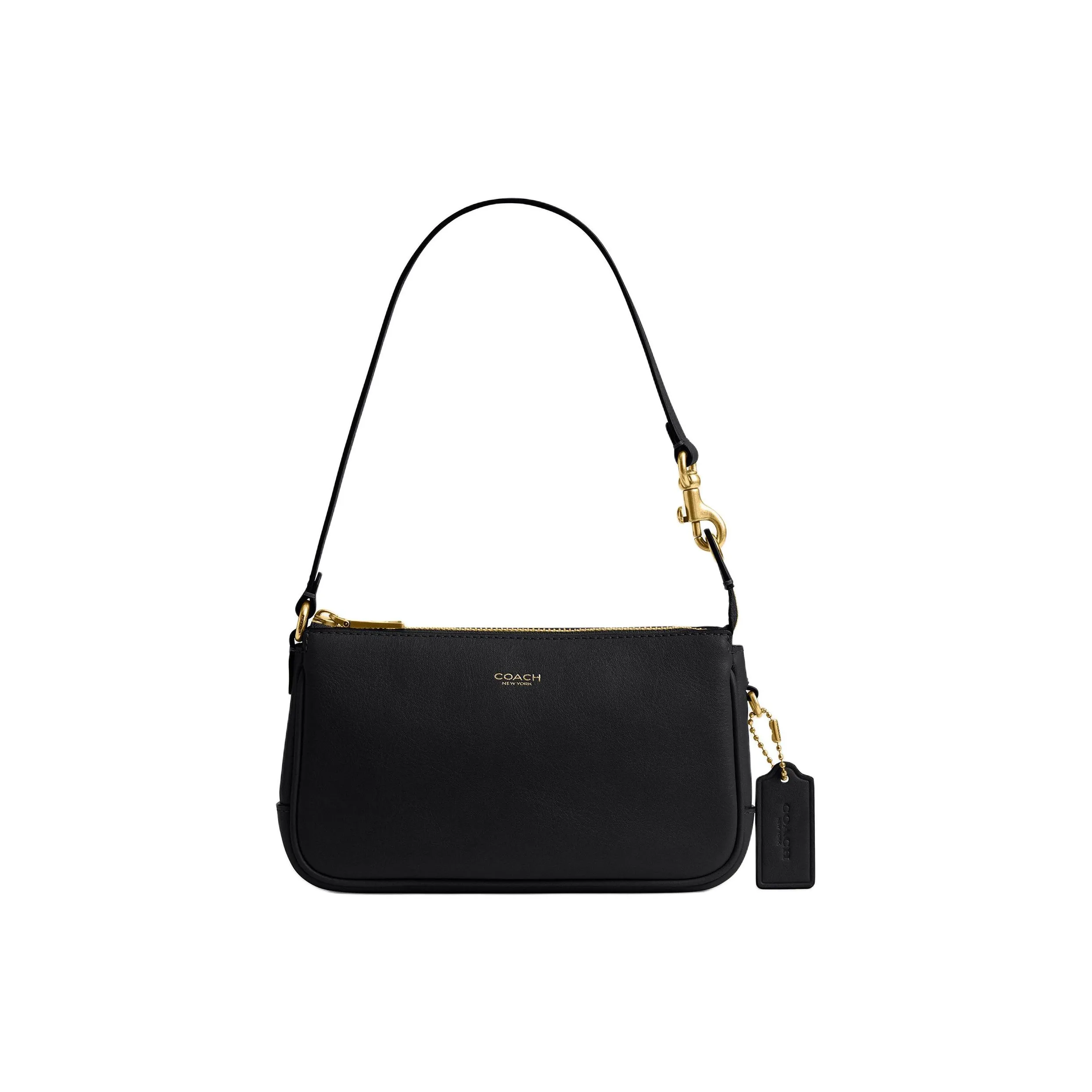 COACH Plaza Коровья кожа Ручная Сумка на плечо Маленькая Женская Черная