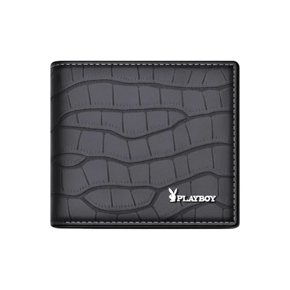 PLAYBOY Collaboration Коровья кожа Укороченный держатель для водительских прав Кошелек Модный кожаный нижний ремешок Мужской Черный