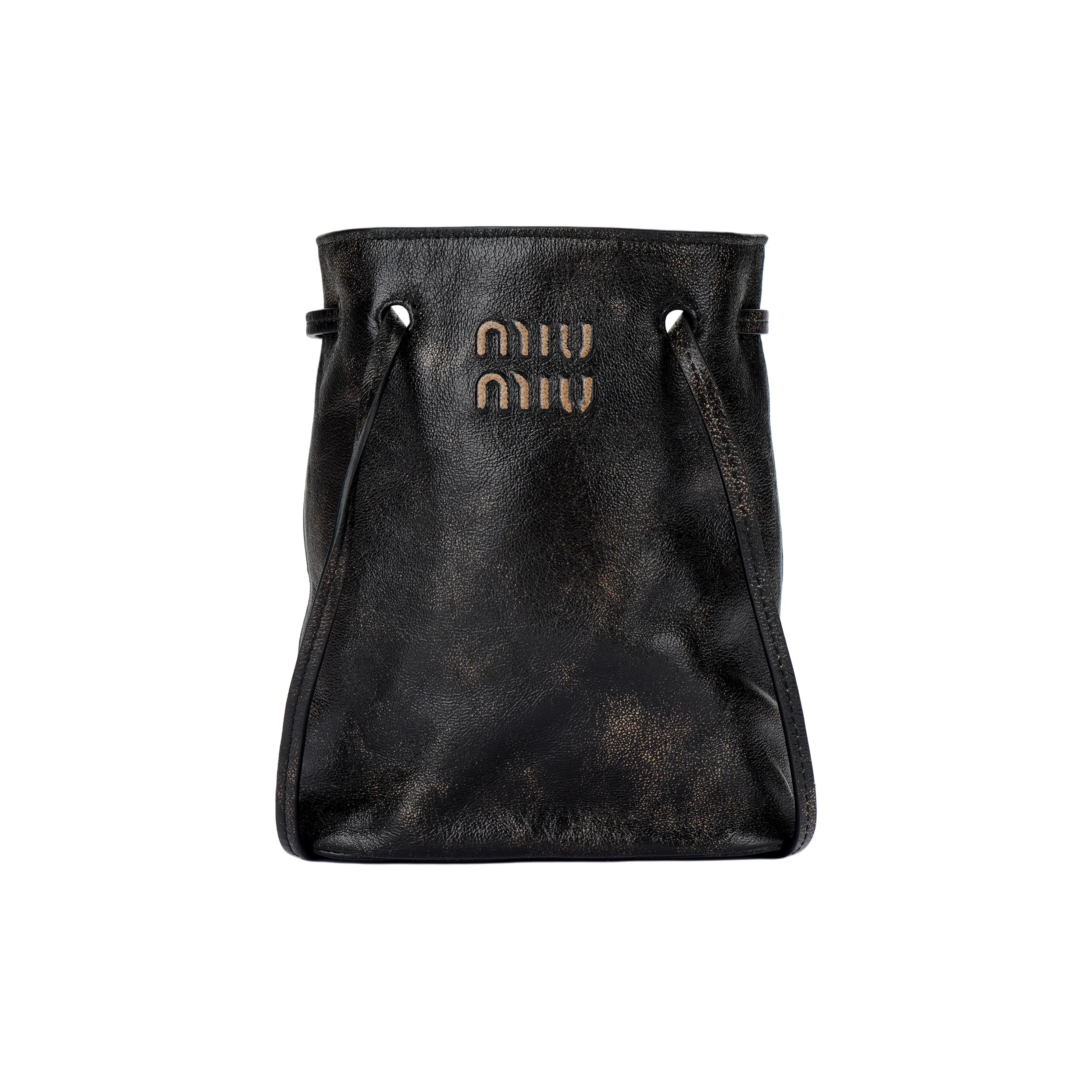 MIU MIU Nappa Leather Mini Bucket Bag Shoulder Bag Women's Brown