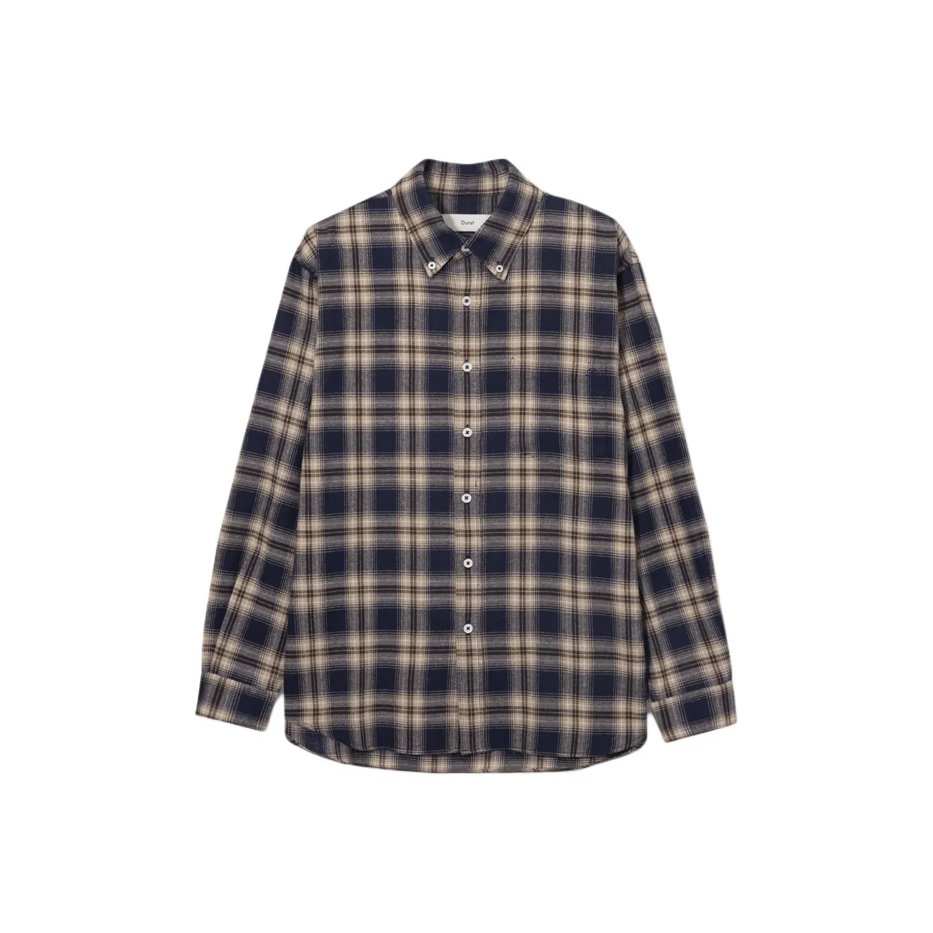Dunst Унисекс CHECK Фланелевая рубашка Темно-синий Синий