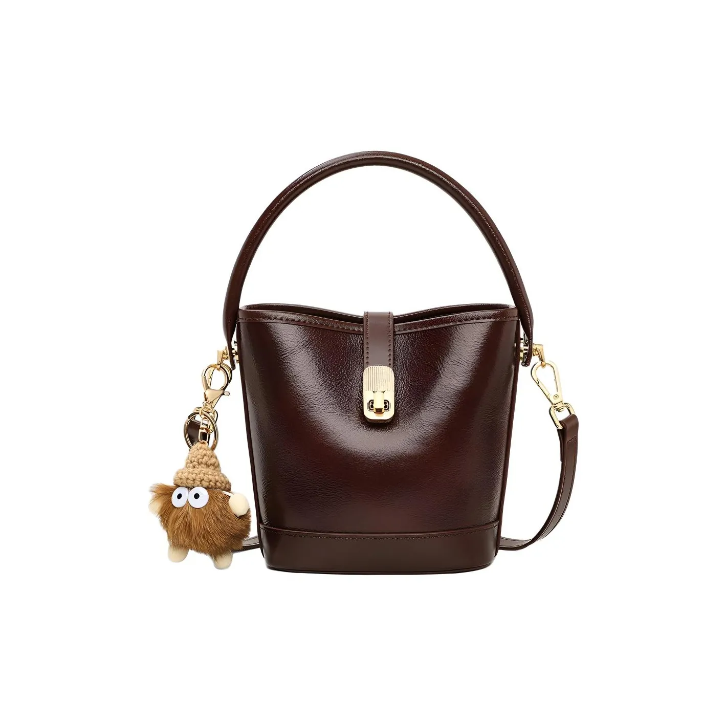 MILLIE'S Корова Кожа Ведрообразная Сумка Сумка через плечо Сумка обычная Женская Виноградно-кофейная