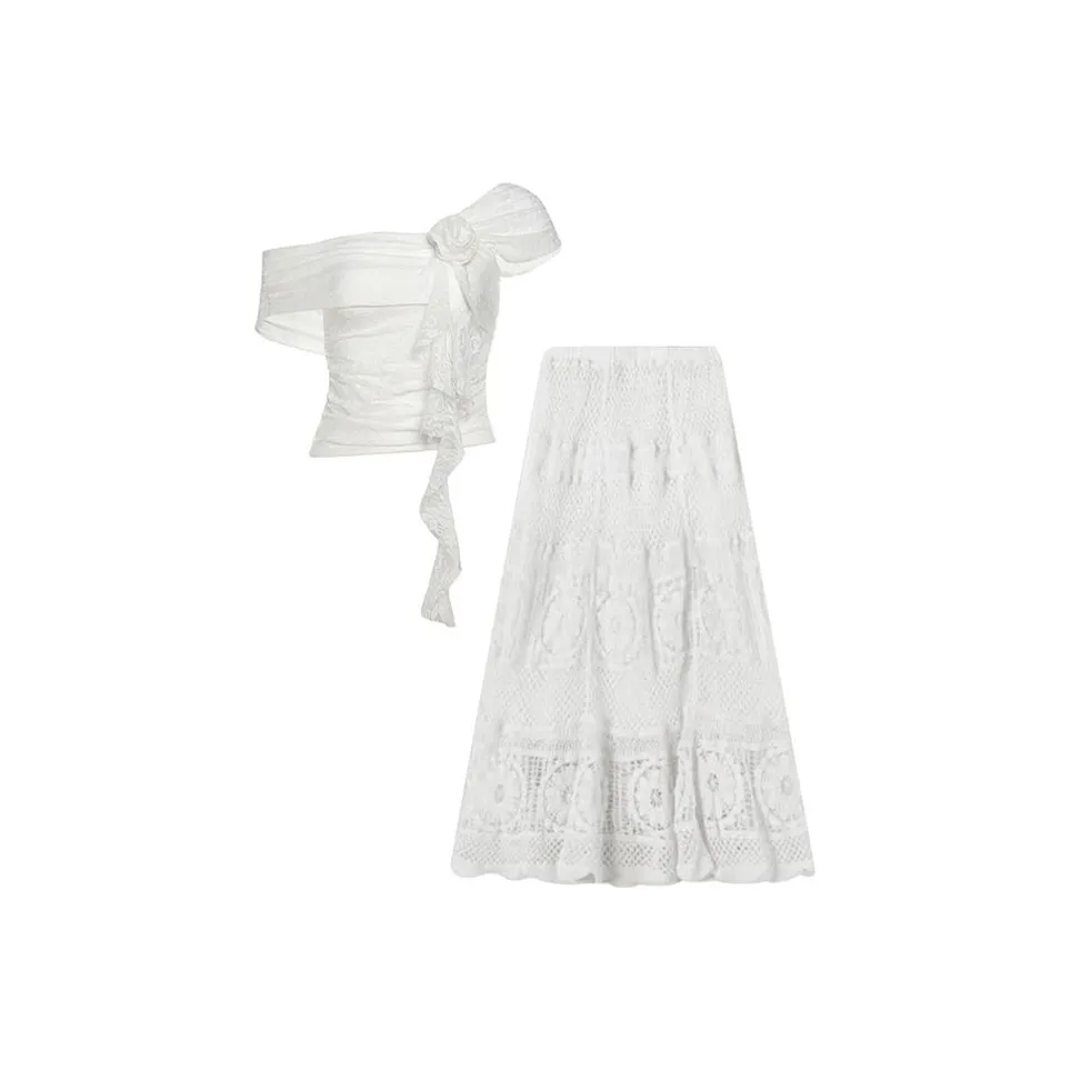 MARIE·COCO Белый топ + юбка Женские комплекты с юбкой