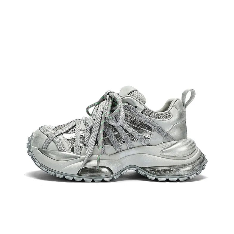 DESKISS Индивидуальный Rhinestone Механический Flashing и Устойчивость к Износу Покрытие Низкий Топ Кроссовки для Бега Женские