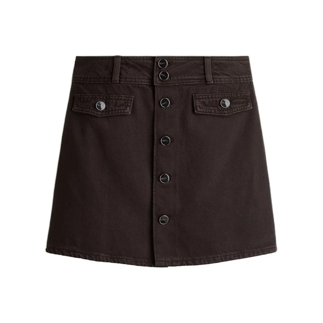 H M Темно-коричневый женский джинсовый мини-юбка