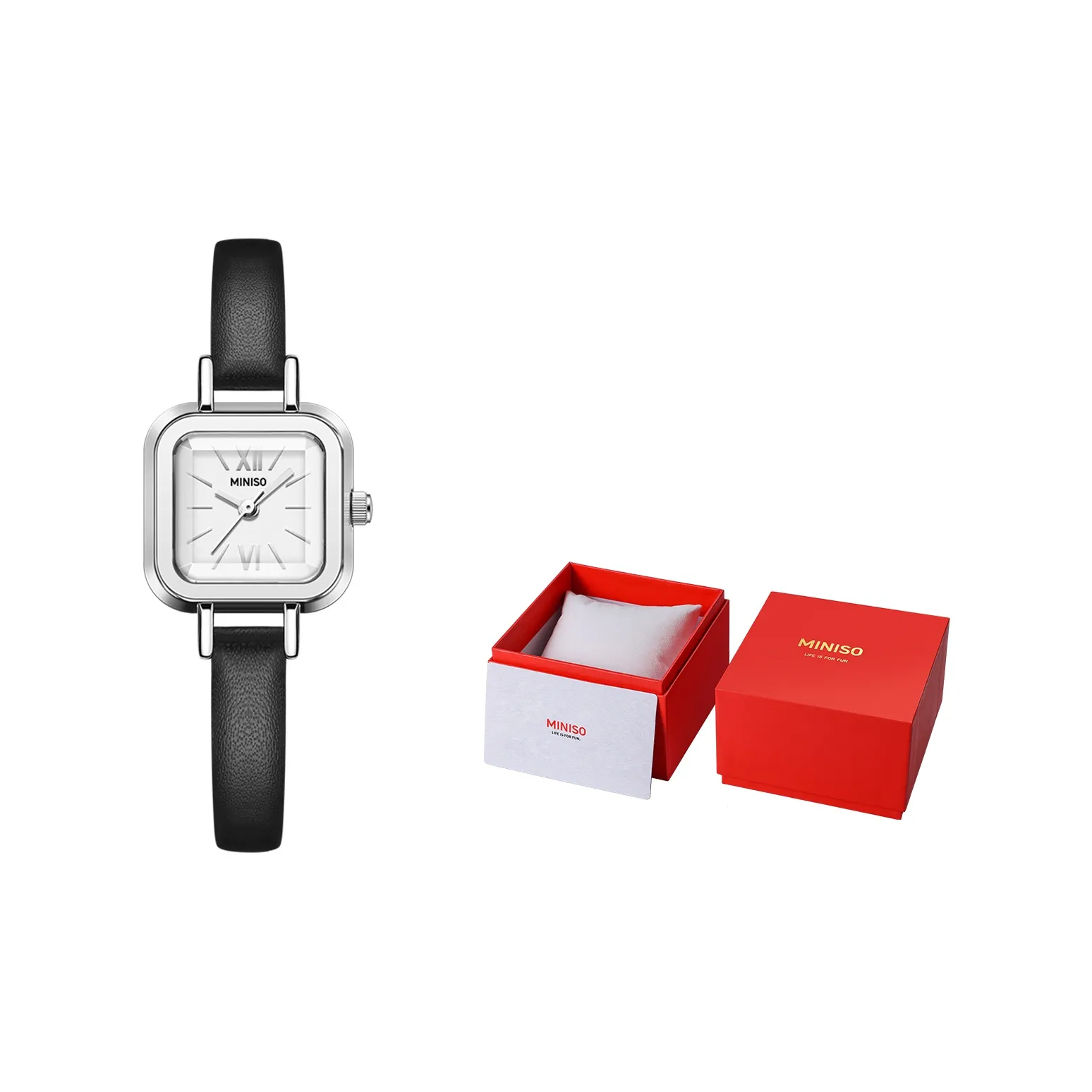 Miniso Small Square Sugar Collection Vintage Small Block Кварцевый механизм Часы Женские Серебристый циферблат