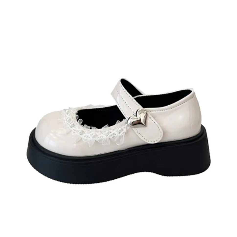 NX DOUGHNUT Платформа Жемчужный Кружево Украшения Низкий вырез Без подкладки Обувь Юбка Модный Кожа Туфли Мэри Джейн Женские